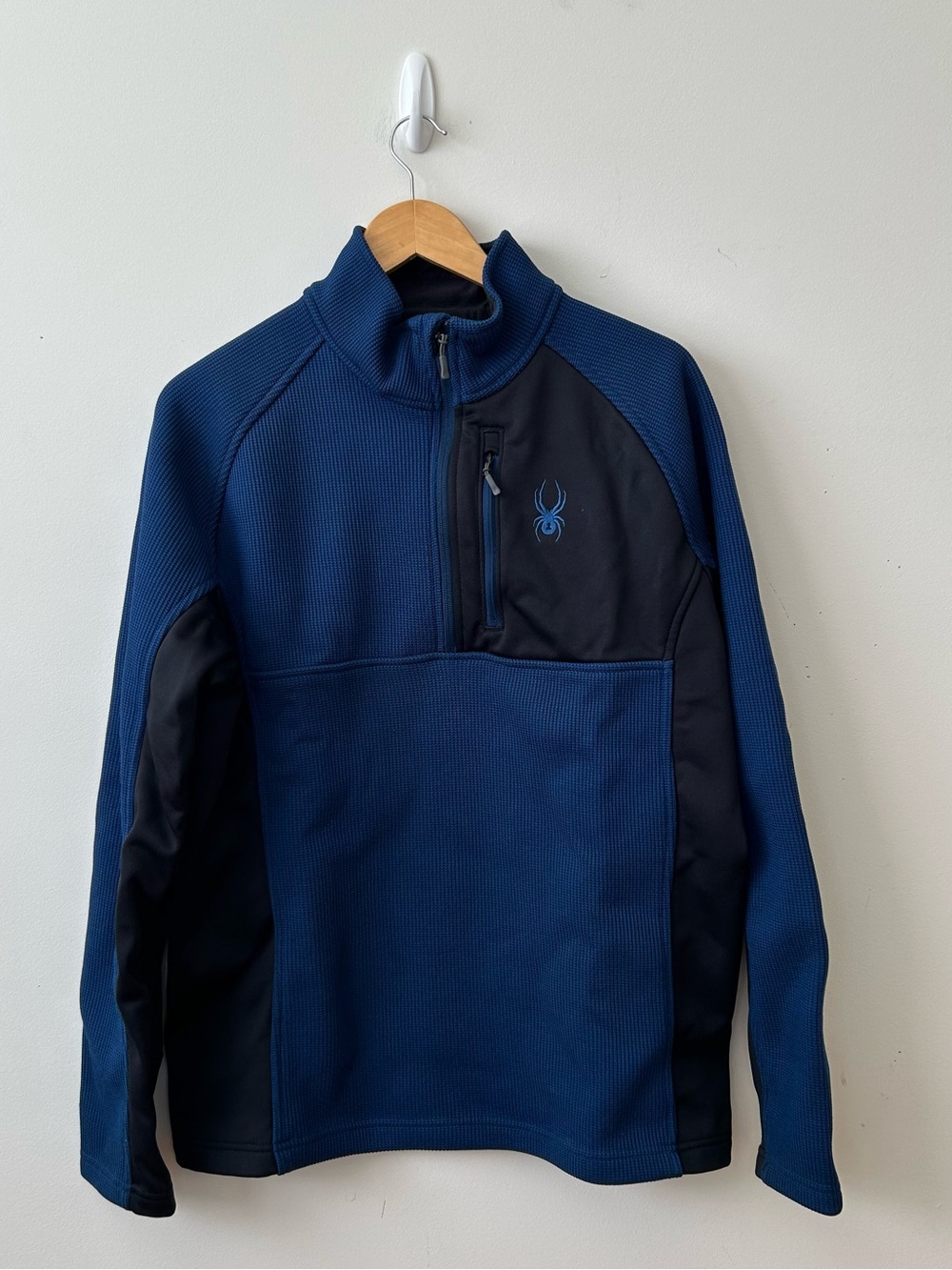 Spyder Men’s Blue/Black 1/2 Zip Pullover Jacket Stand-Up Collar Size L
